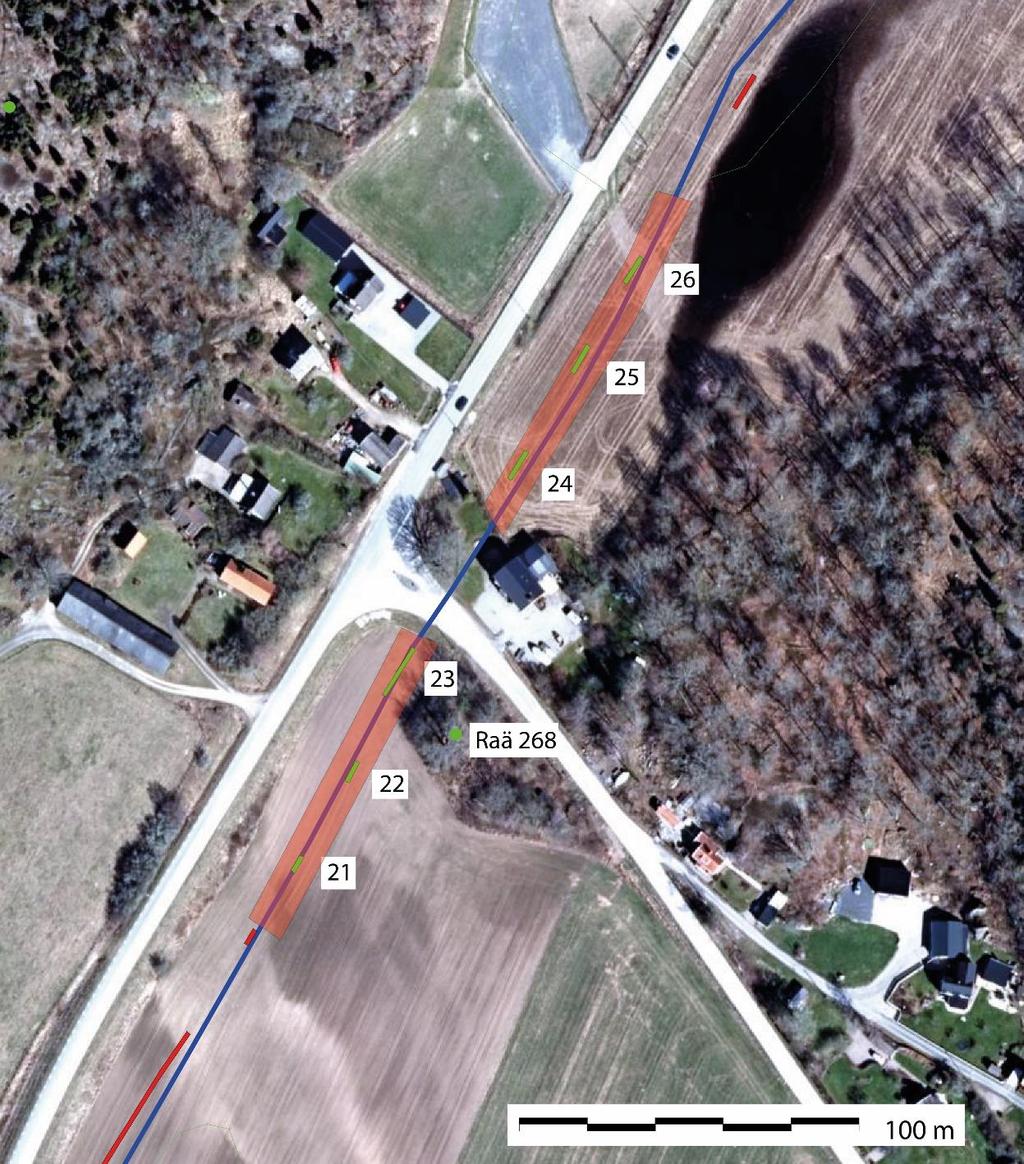 närheten av schakten 21 och 26. Det kan i detta sammanhang noteras att schakt 26 ligger nära en utdikad våtmark.
