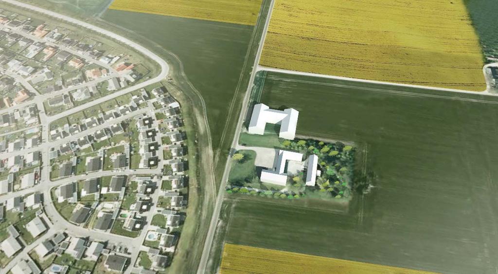 För exakt planområde, se plankarta. Föreslagen ny bebyggelse Befintlig gård Vy mot norr.
