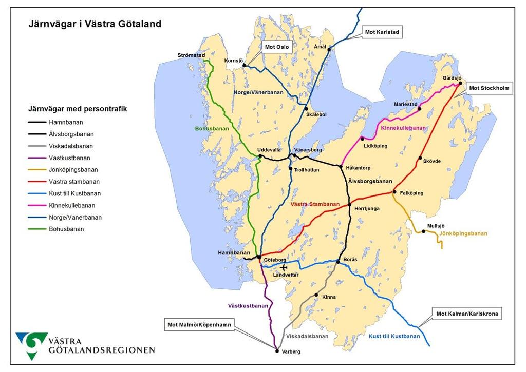 Figur 5. Järnvägar i Västra Götaland.