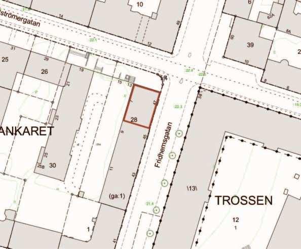 Sida 4 (5) Planförslaget Aktuellt område för planändring, entréplan och plan -1 i bostadshus. Planområdet utgör del av fastigheten Ankaret 28.