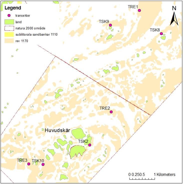 (karta 1A). Karta 1C. Del av undersökningsområdet runt Huvudskär.