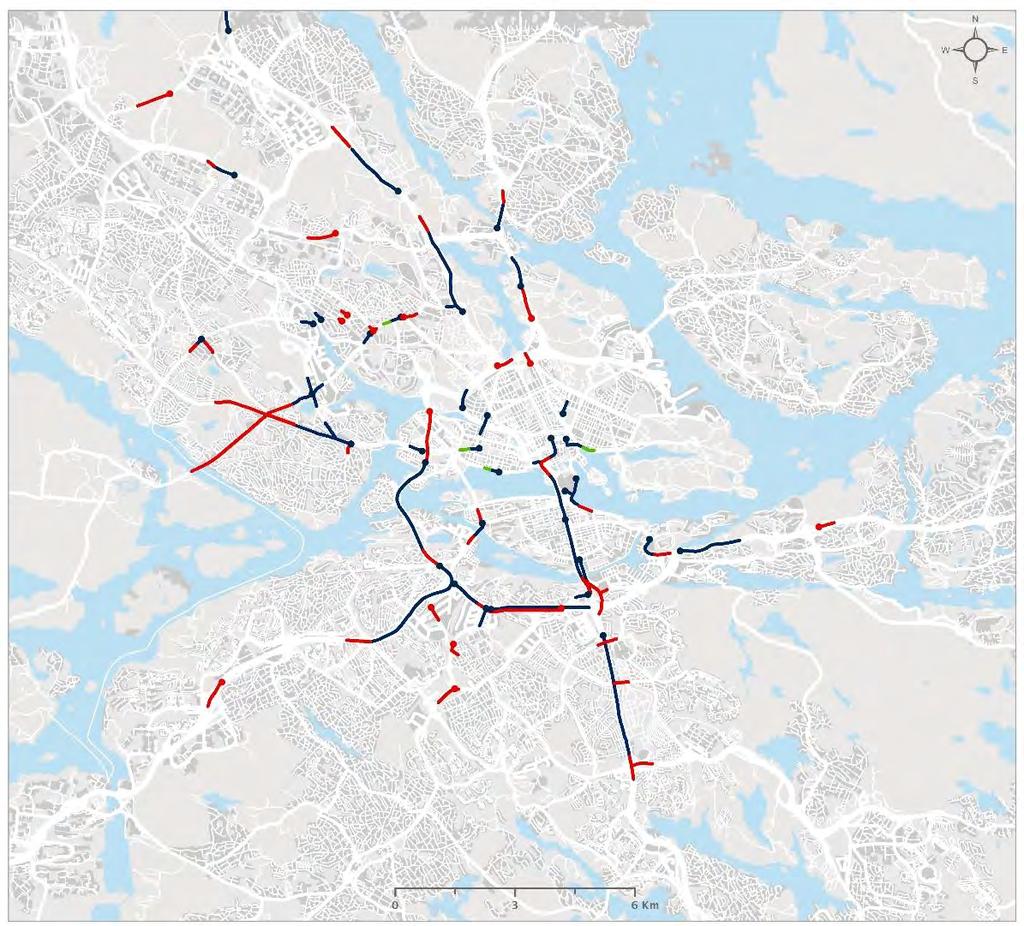 Figur 7. Kökarta för morgonens rusningstrafik år 2020 12. Trängselskatt enligt riksdagens beslut i mars 2014 13.