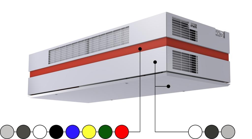 Gör din egen design Anpassa VEX308 till den lokal där den ska installeras VEX308 levereras som standard med vitlackerade dekorplåtar, lock och dekorationsband, men