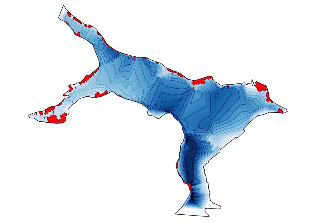 Figur 17. GIS-projektion som visar en biovolym överstigande 10 % i vattenkolumnen.