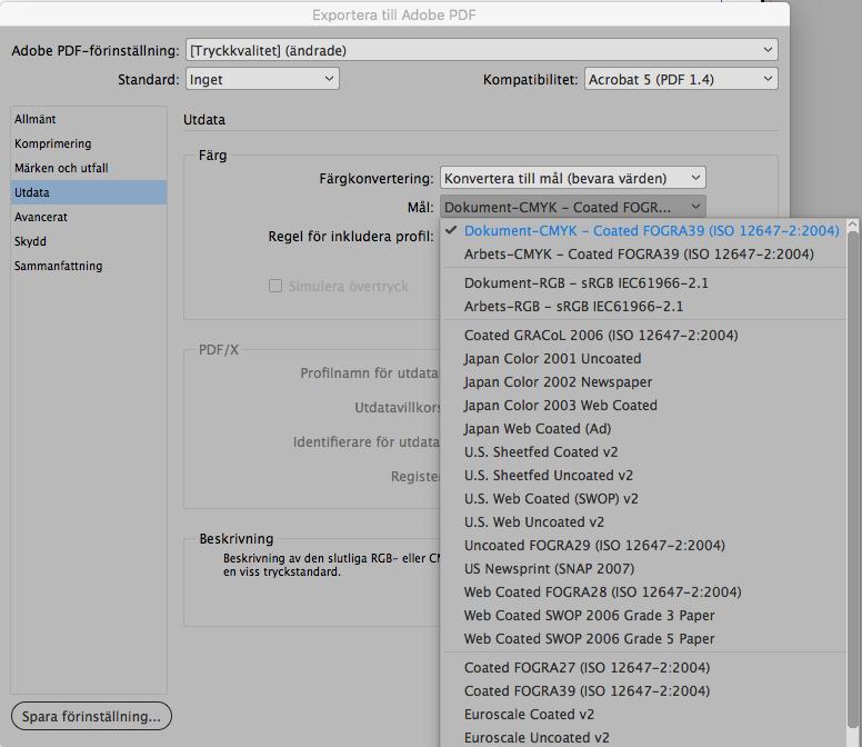 beskrivits i guiden ovan och därefter välja rätt inställningar i PDF-exporten.