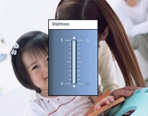 8 Konfiguration Välja menyspråk 1 På huvudmenyn väljer du [Setup] och bekräftar sedan Justera ljusstyrkan för teckenfönstret Du kan ställa in ljusstyrkan för PhotoFrame för att få den bästa visningen.