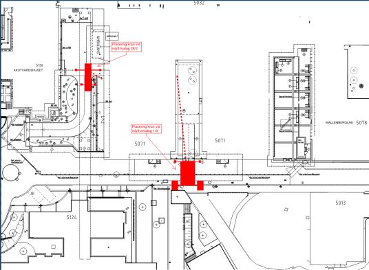 Övrigt: Ytskiktsarbeten i trappa T3 pågår. Plan 01 Plan 2,3 Plan 04 Plan 05 Röda ytor = E3.