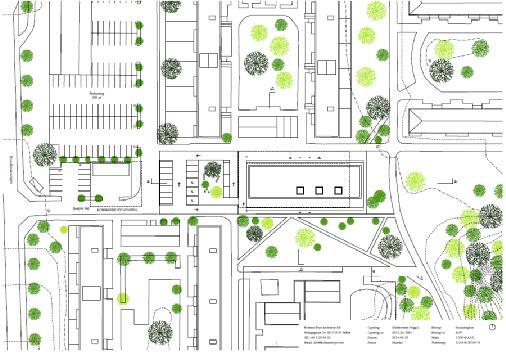 BOTKYRKA KOMMUN 20 [31] Situationsplan (ritad av Kolman Boye Arkitekter AB) Ett äldreboende föreslås uppföras i ett 6-våningshus med indragen översta våning.
