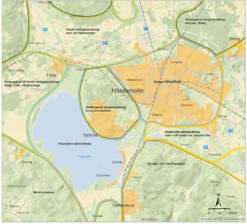 8 Hässleholm med omgivning Hässleholm ligger inom den regionala landskapstypen mosaiklandskap.