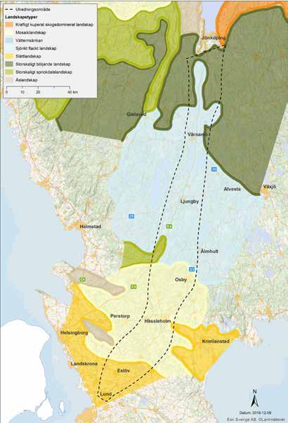 För att förtydliga resultatet av landskapskaraktärsanalysen och för att öka förståelsen för landskapets komplexitet i en övergripande skala har en sammanvägd bild av landskapens komplexitet tagits