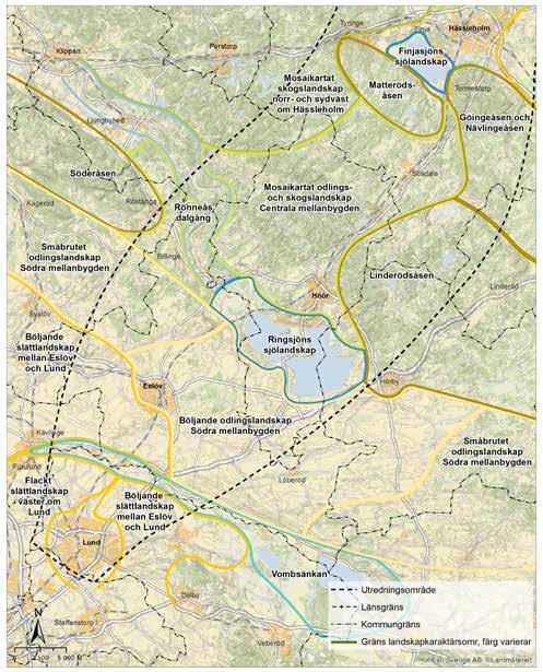 6 Karaktärsområden mellan Hässleholm Lund Utredningsområdet mellan Hässleholm- Lund är 60 km långt, 30 km brett och sträcker sig i en nordöst sydvästlig riktning.