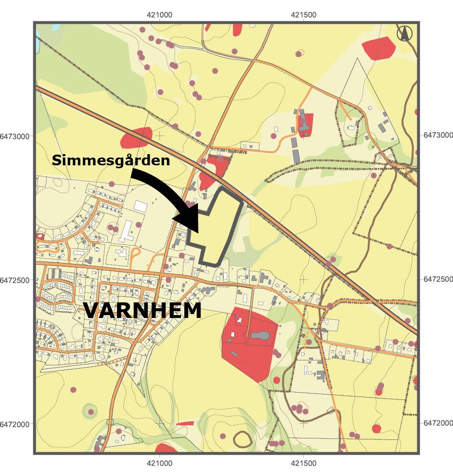 INLEDNING Västergötlands museum har utfört en arkeologisk utredning i samband med detaljplanering inom fastigheten Klostret 22:1, Simmesgården i Varnhem, Skara kommun.