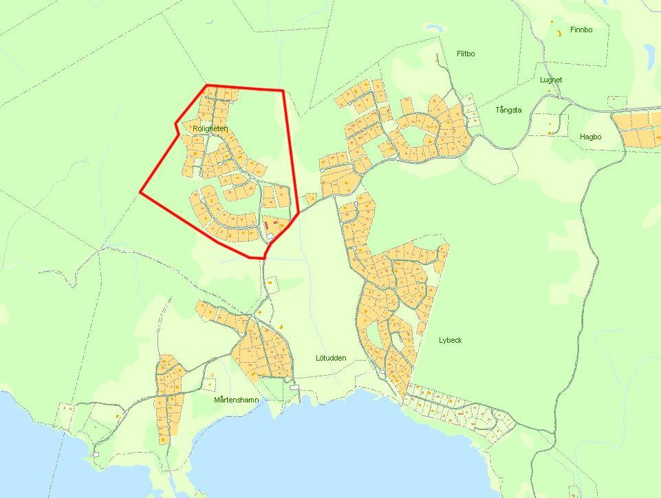 Planområde Mälaren Översiktskarta, planområdet är markerat med röd linje. Markägoförhållanden Fastigheterna inom planområdet är privatägda.