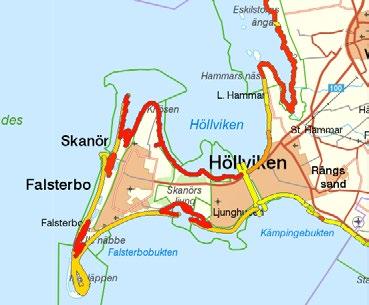 Prioritering av strandområdet vid oljepåslag sommar. Bild 1. Miljöatlas med prioriterade områden vid oljepåslag under sommarhalvåret. Högst värde är mest prioriterat.