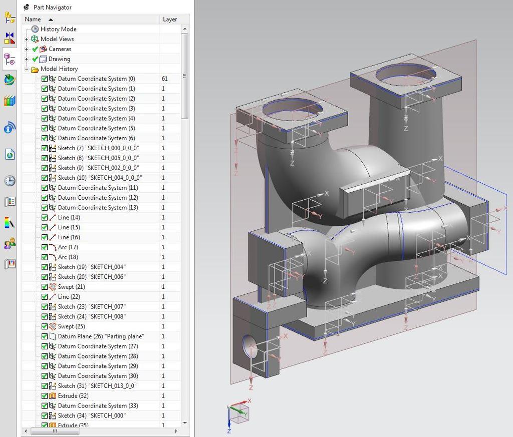 3.5.2 Uppbyggnad av 3D-modeller för designkoncepten 39 Vid skapande av 3D-modellerna för designkoncepen i NX har det försökts att alltid eftersträva konstruktionen av 3D-geometrierna med så få antal