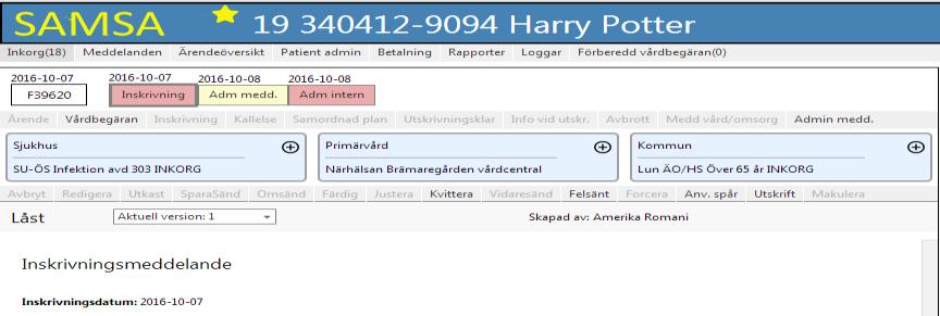 Fyll i Kommentar i Felsänt för att meddela vilken enhet/läkare patienten är listad hos och