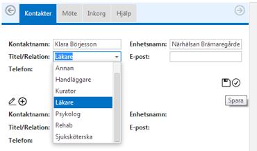 Flera kontakter kan anges 4. Klicka på för att Spara 5. Kvittera 6.