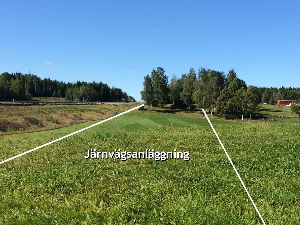Figur 37 Visar en dragning av järnvägen väster om Vretaån.