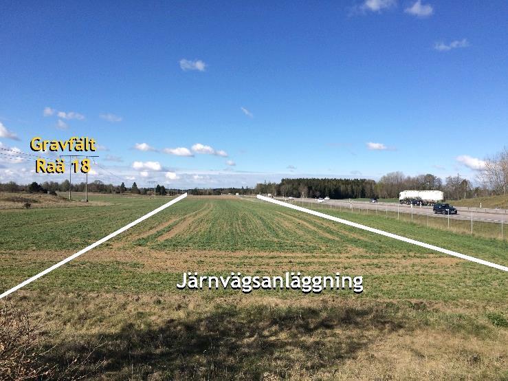 Figur 41 Nordlig dragning av järnvägen förbi Gravfält RAÄ 18.