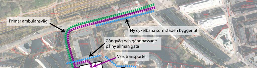 SID 13 (17) transportvägen söder om sjukhuset ca 70 sekunder längre väg och öster/söderifrån blir restiden likvärdig.