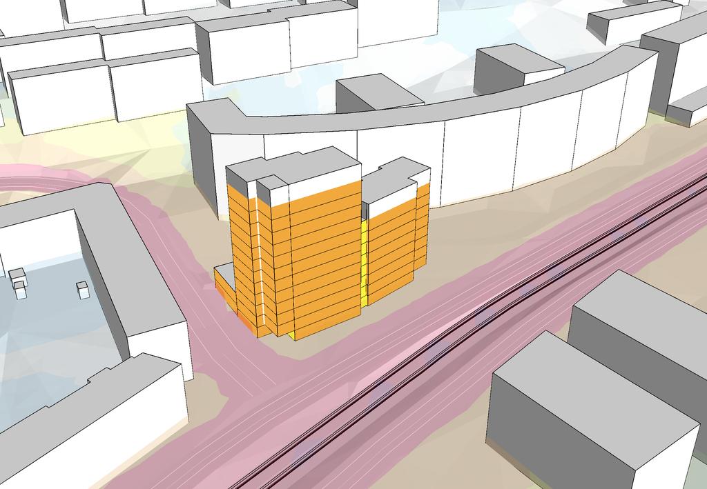 Bilaga 3 Fasadnivåer prognosår 2035 Vy från sydöst Göteborgs Stad Dp.