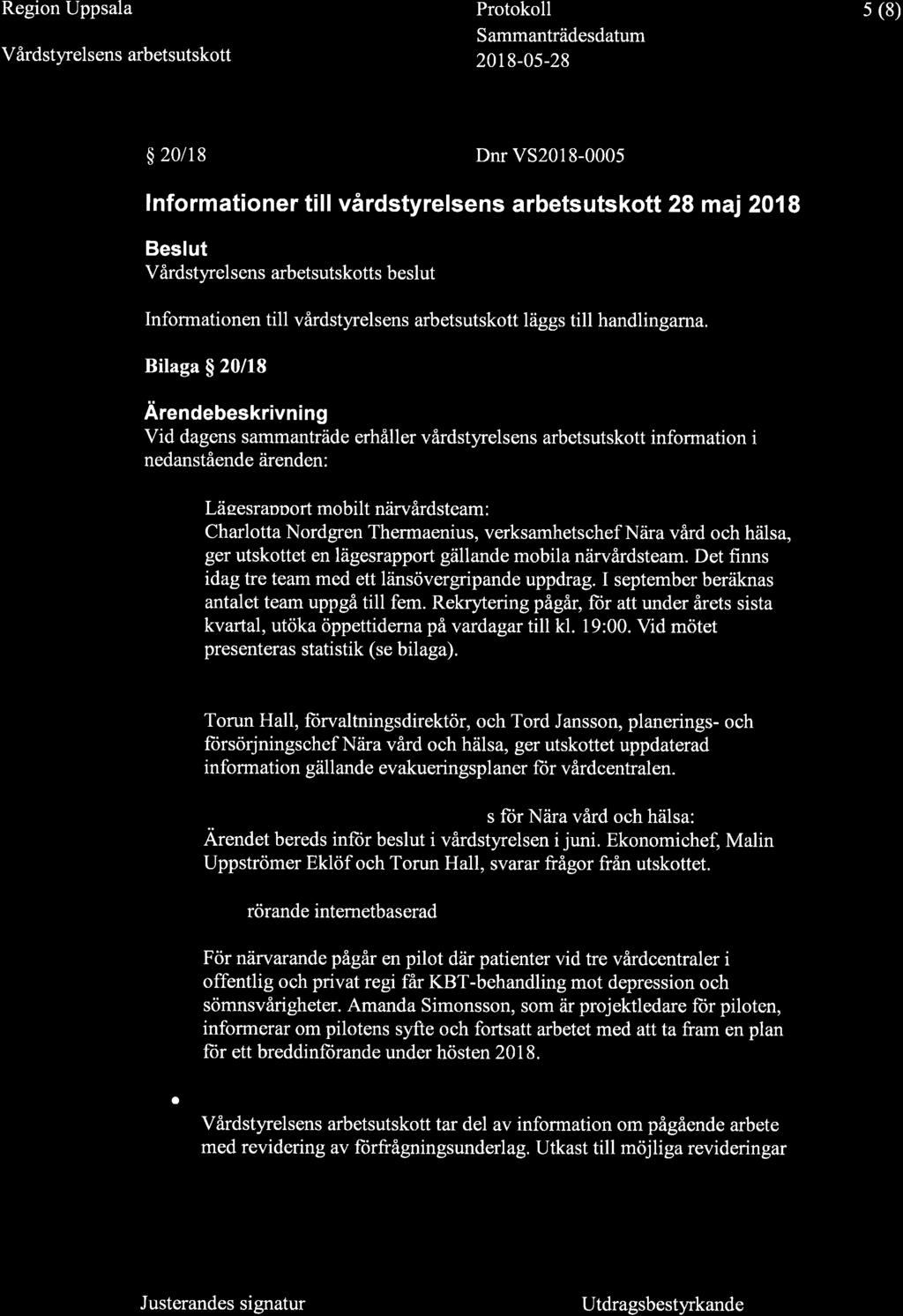 68/18 Anmälan av inkomna skrivelser för juni 2018 - VS2018-0007-8 Anmälan av inkomna