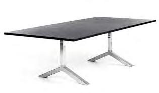 polerad eller, i standardfärg, pulverlackerad gjuten återvunnen aluminium. Vissa storlekar endast med polyuretangjutet stativ. Ställbara glidfötter. Rektangulära bord kan fås kopplingsbara.