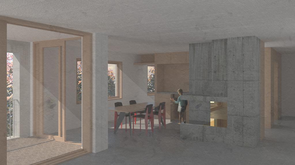 Bostadens principer Byggnaden är en tvåspännare bestående av en fyra och en femma med identiska principer per plan. En mittkorridor binder samman bostaden och skapar tre djup.