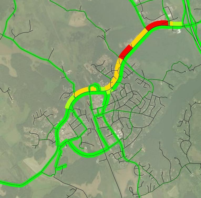 [trafikflöde/kapacitet].