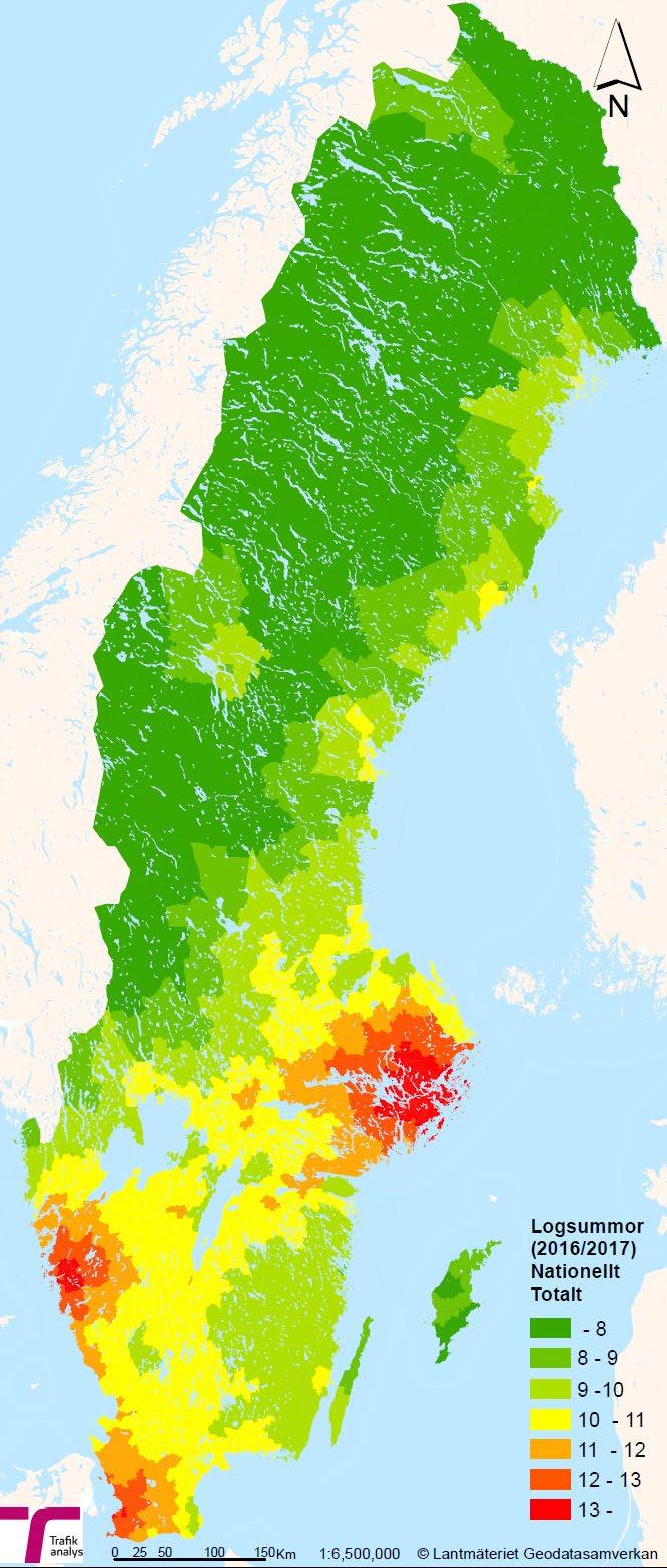 och långväga nationella resor (höger).