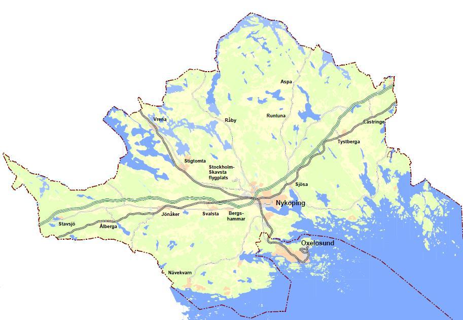 Nyköpings kommun Nyköping ligger vid kusten, en timme