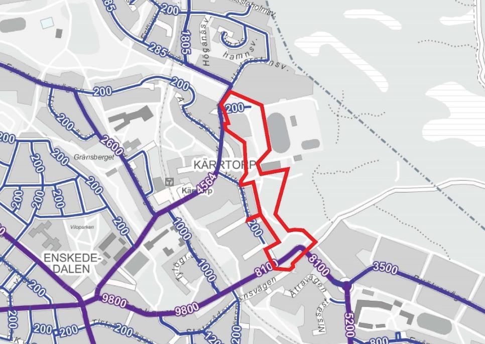 Sida 20 (49) Kollektivtrafik Tunnelbanan trafikeras av linje 17 mellan Åkeshov och Skarpnäck.