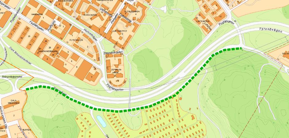 Sida 3 (6) naturreservatet. Kontoret bedömer att man på minst två ställen behöver göra intrång och utföra bergsprängning. Bedömd omfattning är en bergskärning på ca 3-4 meter i sidled på varje ställe.