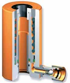 CSH serien, enkelverkande hålcylindrar med fjäderretur Samtliga kolvar är härdade genom nitrering för att motstå korrosion. Inbyggda bronsguider för lättare transport av kolven.