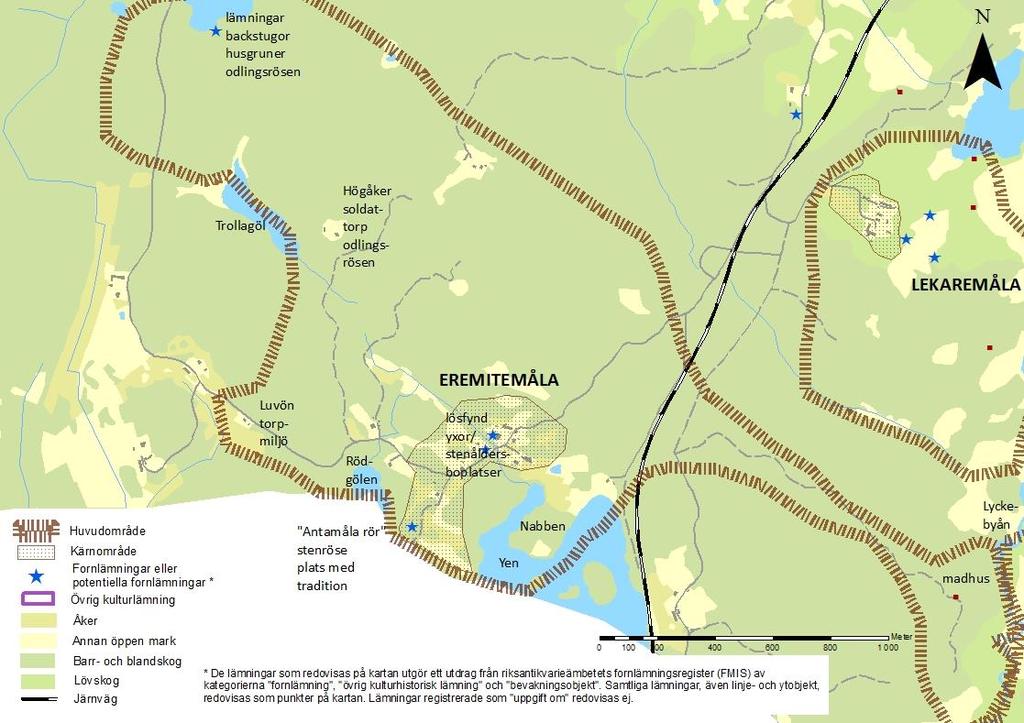 EREMITEMÅLA Klass 2 Lyckebyån: Slåttermarker, mossodlingar, gräns mot Lyckebyån, madhus. Gamla vägsträckningar.