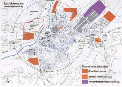 2. FÖRUTSÄTTNINGAR Kommunala planer I Karlskronas kommuns översiktsplan (antagen augusti år 2002) har ett reservat avsatts för E22.