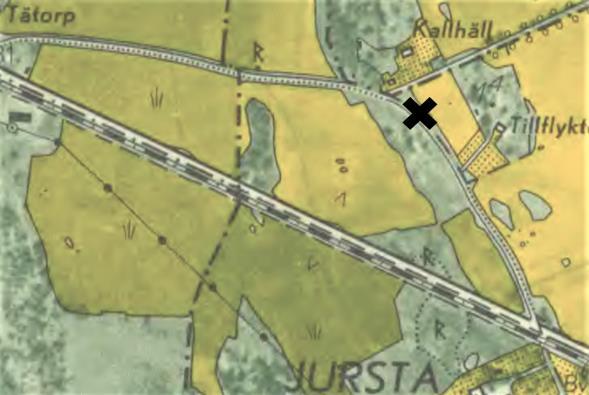 1716 anges platsen vara vid Lindängs tee (tä = fägata). Nära Bro-rondellen.