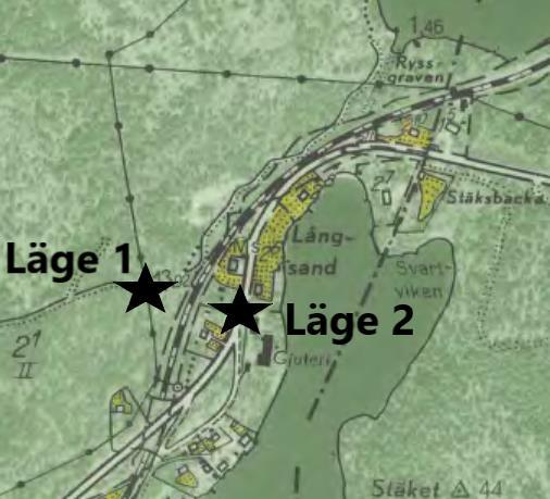 Långsandsbacken (Svartviken). Trästolpe, från 1754 stenstolpe. Läge 1: Ungefär vid nuvarande Bergaskolan. 1752 anges platsen vid lill Stäket uti Långsands backen.