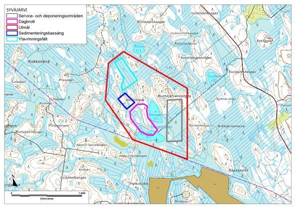 15 Syväjärvi Förekomsten vid Syväjärvi ligger i Ullava i Karleby alldeles vid Kaustby kommungräns cirka 10 km norr om produktionsanläggningen i Kalavesi.