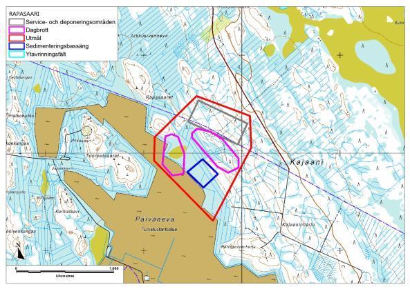 18 Figur 3-9. Planeringsområdet i Rapasaari samt preliminär placering av funktionerna. 3.1.3 Andra förekomster Inom litiumprovinsens område finns också andra kända spodumenförekomster samt tecken på förekomster i bl.