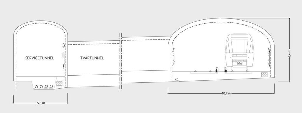 3.2.3 Förläggning av spårtunnlar, Hagastaden Arenastaden På delen Hagastaden Arenastaden utförs tunnelbanan som en