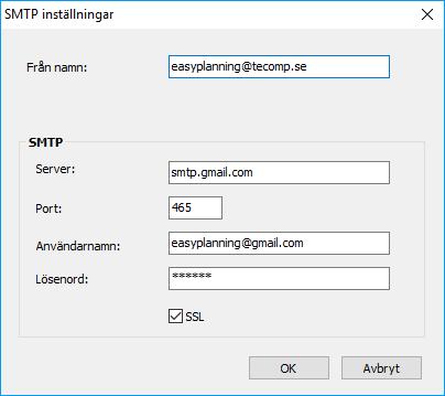 Gör att skicka meddelande funktionen (arbetsordrar etc) samt kontakta support fungerar då Outlook klient saknas. Fig. Välj SMTP Fig.