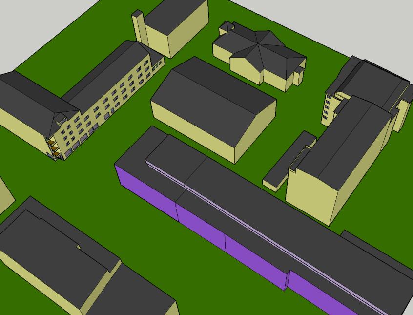 Sida 4 (34) Figur 2. Fullt utbyggd detaljplan, Alternativ 0, enligt simuleringsmodell (Sketchup). Figur 3.