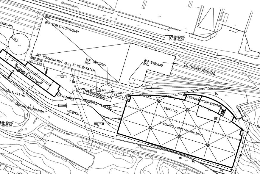 Figur 2.5. Planerad utbyggnad inom befintlig tunnelbanedepå.