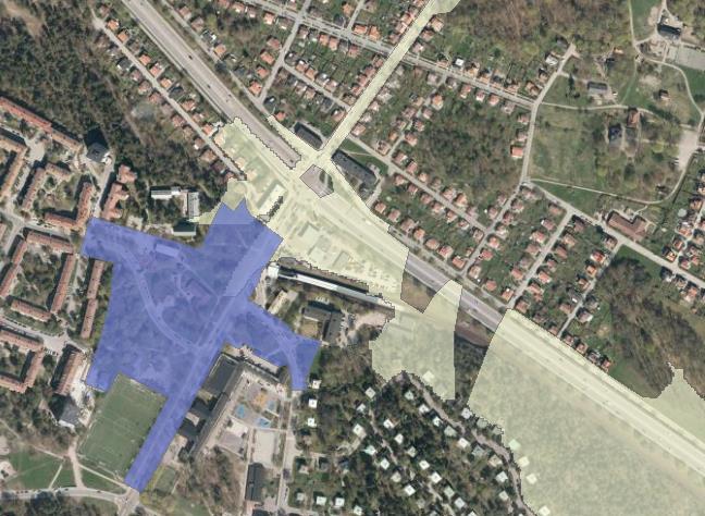 Teckenförklaring Planerad exploatering Judarn Avrinningsområde Figur 6 - Planerad bebyggelse vid Islandstorget som överlappar till viss del med Judarns avrinningsområde.
