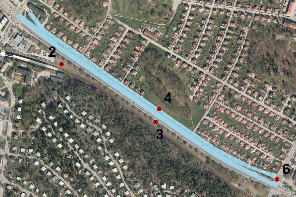 Figur 17 - Avrinningsområde till åtgärdsförslag 4 som utgörs av växtbäddar längs med norra sidan av Bergslagsvägen.