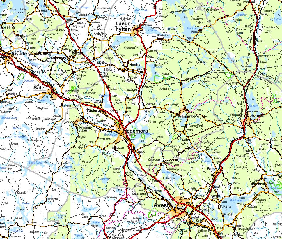 Rättvik Borlänge 1 Falun Gymnasiependling från Avesta våren 201 Endast flöden med