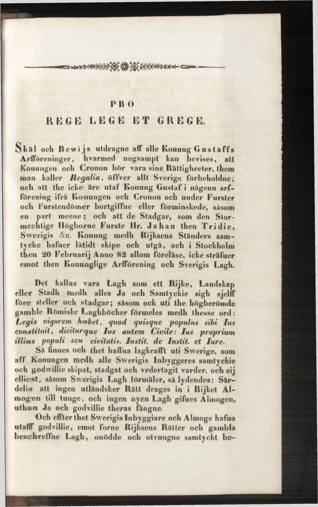 V R O REGE LEG E ET GREGE.
