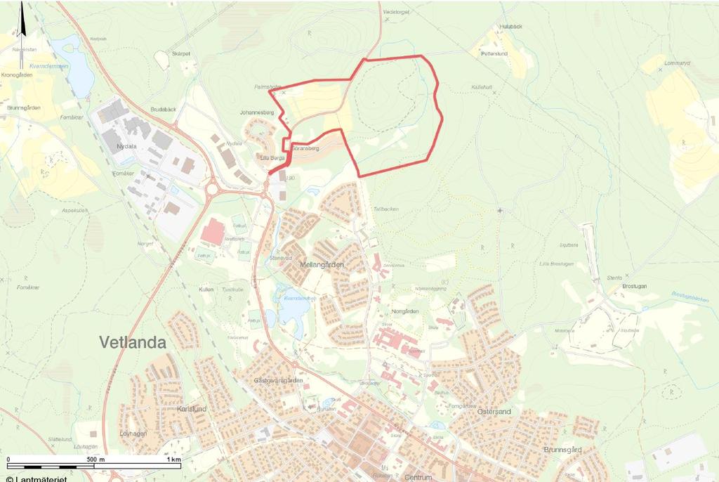 Naturmiljön Topografin och den lantliga naturmiljön är tillsammans kvaliteter som, om de hanteras rätt, ger ett utvecklat bostadsområde dess attraktivitet och egna karaktär.