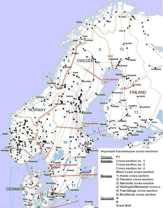 3.2 De svenska flaskhalsarna och deras hantering I det svenska stamnätet finns fyra flaskhalsar s.k. snitt (eng.